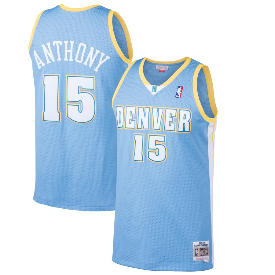 Nuggets 15 Carmelo Anthony Blue Mesh Hardwood Classics Jersey