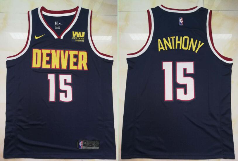 Nuggets 15 Carmelo Anthony Navy Nike Swingman Jersey