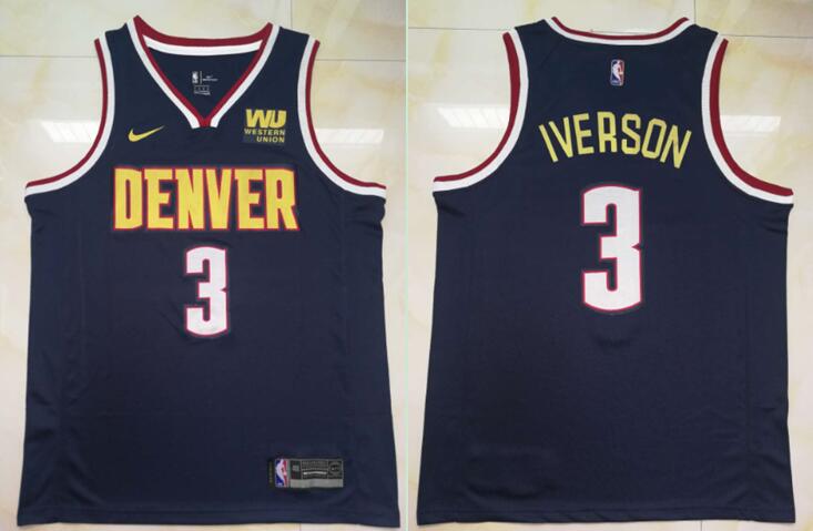 Nuggets 3 Allen Iverson Navy Nike Swingman Jersey