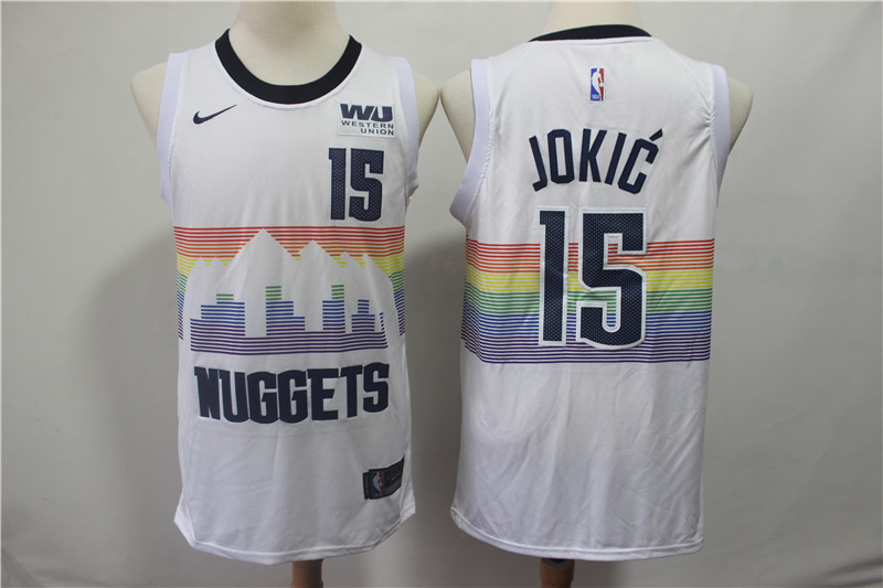 Nuggets 15 Nikola Jokic White 2018-19 City Edition Nike Swingman Jersey