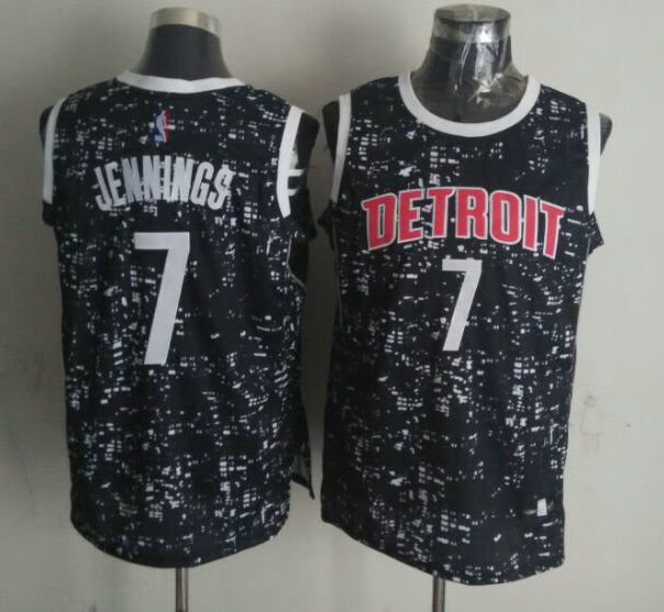 Pistons 7 Brandon Jennings Black City Luminous Jersey