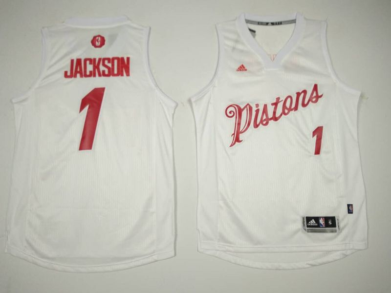 Pistons 1 Reggie Jackson White 2016 Christmas Day Swingman Jersey