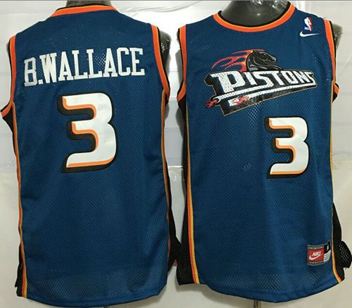 Pistons #3 Ben Wallace Blue Throwback Stitched NBA Jersey