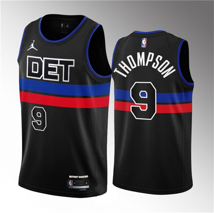 Men's Detroit Pistons #9 Ausar Thompson Black 2023 Draft Statement Edition Stitched Basketball Jersey