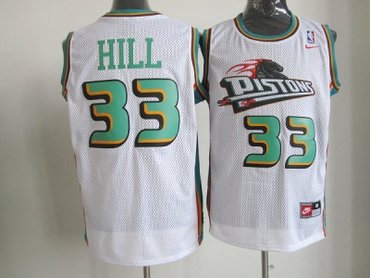 NBA Detroit Pistons #33 Hill White Jerseys