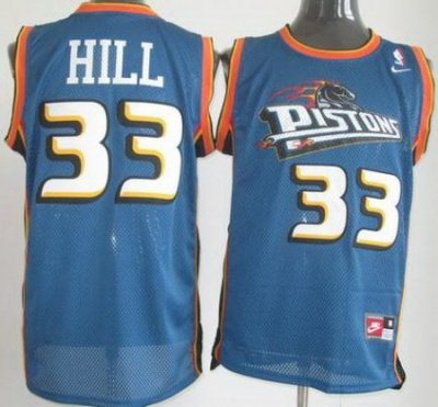 Detroit Pistons 33# Grant Hill Soul Swingman Stitched Blue NBA Jerseys