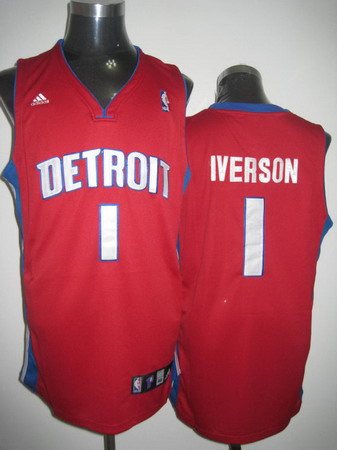 Detroit Pistons 1 Iverson Red Jrseys