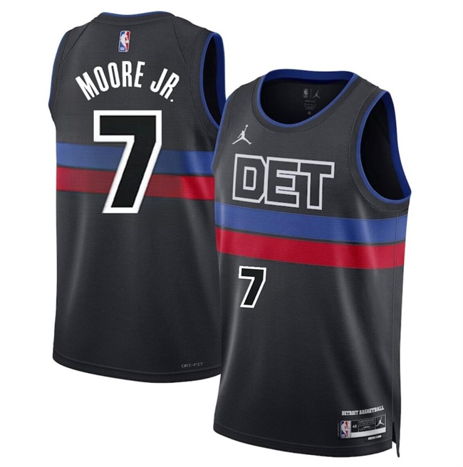 Men's Detroit Pistons #7 Wendell Moore Jr Black 2024 Statement Edition Stitched Basketball Jersey