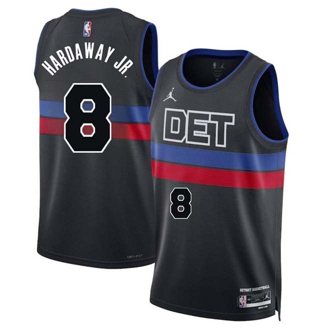 Men's Detroit Pistons #8 Tim Hardaway Jr Black 2024 Statement Edition Stitched Basketball Jersey