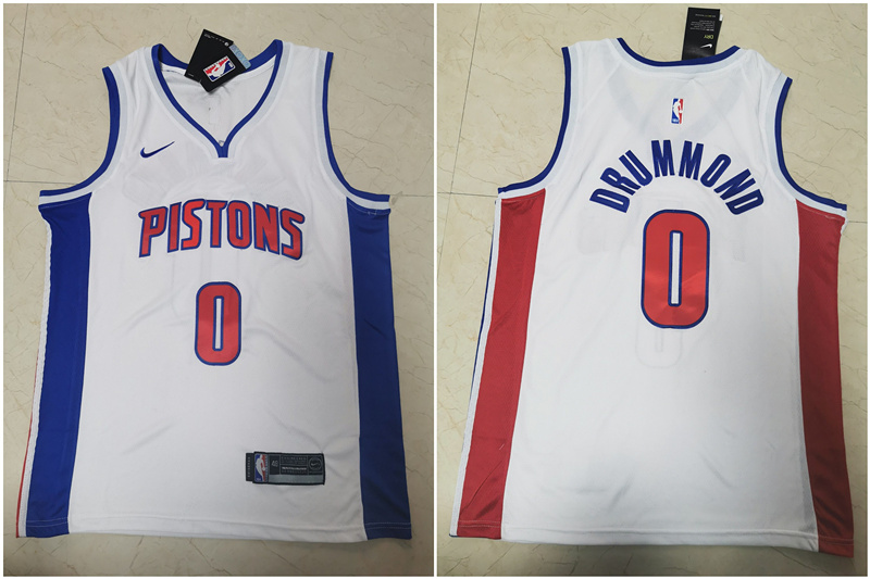 Pistons 0 Andre Drummond White Nike Swingman Jersey