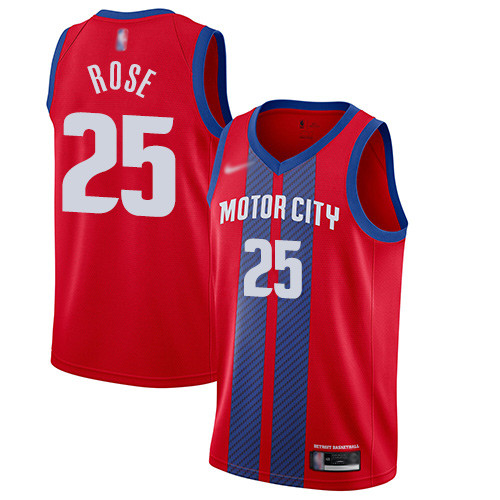 Pistons #25 Derrick Rose Red Basketball Swingman City Edition 2019 20 Jersey