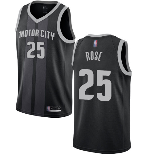 Pistons #25 Derrick Rose Black Basketball Swingman City Edition 2018 19 Jersey