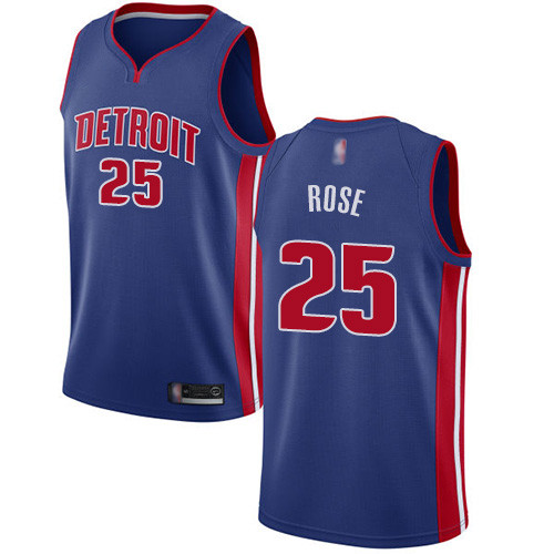 Pistons #25 Derrick Rose Blue Basketball Swingman Icon Edition Jersey