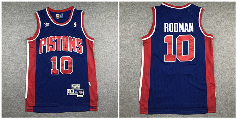 Pistons 10 Dennis Rodman Navy Hardwood Classics Jersey