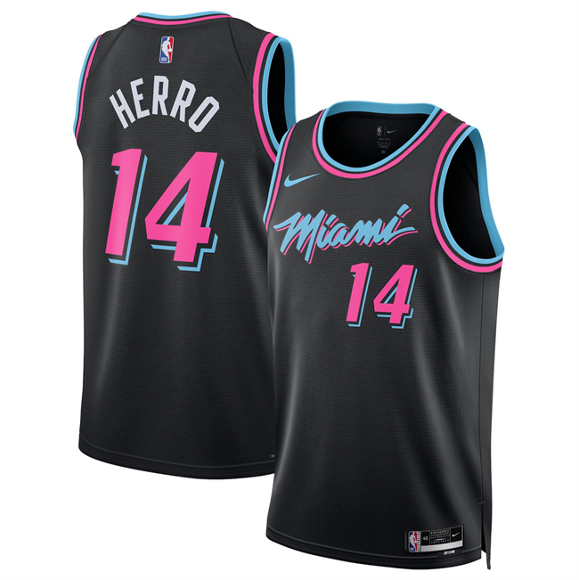 Men's Miami Heat #14 Tyler Herro Black 2025 26 City Edition Stitched Basketball Jersey
