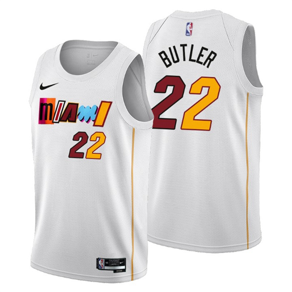 Men's Miami Heat #22 Jimmy Butler 2022 23 White City Edition Stitched Jersey Men's Miami Heat #22 Jimmy Butler 2022 23 White City Edition Stitched Jersey