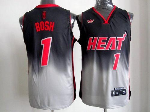 Heat #1 Chris Bosh Black Grey Fadeaway Fashion Stitched NBA Jersey
