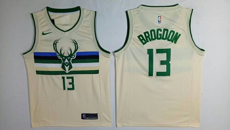 Bucks 13 Malcolm Brogdon Cream City Edition Nike Swingman Jersey