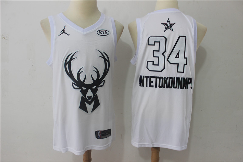 Bucks 34 Giannis Antetokounmpo White 2018 All-Star Game Swingman Jersey