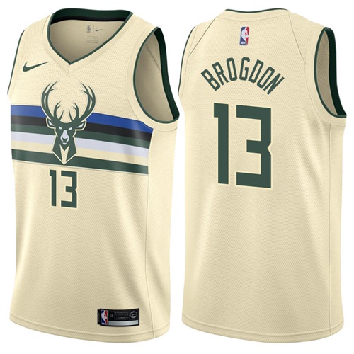 Nike Bucks #13 Malcolm Brogdon Cream NBA Swingman City Edition Jersey