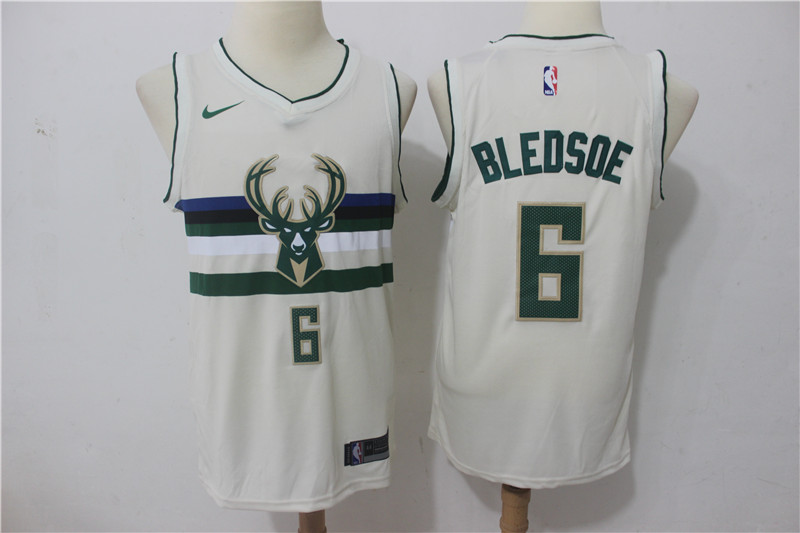 Bucks 6 Eric Bledsoe Cream Nike City Edition Swingman Jersey