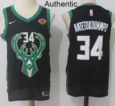 Nike Bucks #34 Giannis Antetokounmpo Black Statement Edition NBA Authentic Jersey