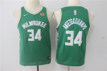 Nike Bucks 34 Giannis Antetokounmpo Green Youth Nike Swingman Jersey