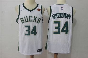 Bucks 34 Giannis Antetokounmpo White Nike Swingman Jersey