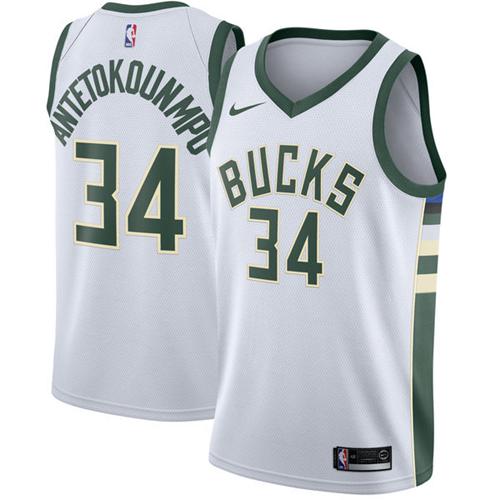 Nike Bucks #34 Giannis Antetokounmpo White Stitched NBA Swingman Jersey