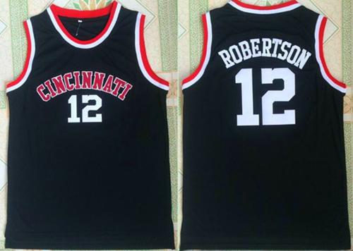 Bucks #12 Oscar Robertson Black Cincinnati Bearcats College Stitched NBA Jersey