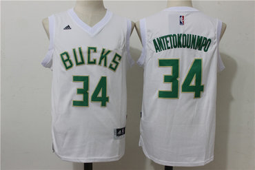 Bucks 34 Giannis Antetokounmpo White Swingman Jersey