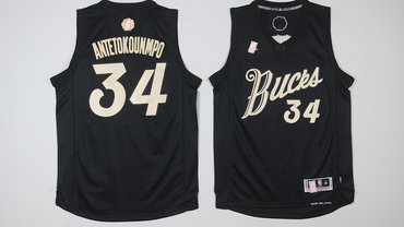 Bucks 34 Giannis Antetokounmpo Black 2016 Christmas Day Swingman Jersey