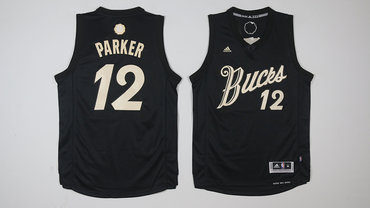 Bucks 12 Jabari Parker Black 2016 Christmas Day Swingman Jersey