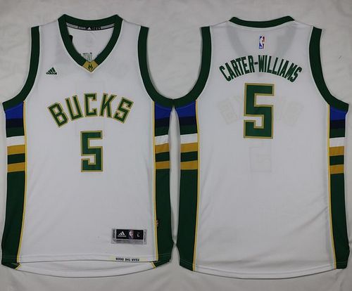 Bucks #5 Michael Carter-Williams White Stitched NBA Jersey