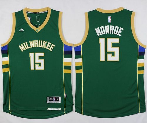 Bucks #15 Greg Monroe Green Stitched NBA Jersey