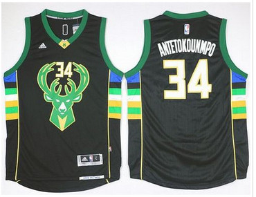 Milwaukee Bucks #34 Giannis Antetokounmpo Black Alternate Stitched NBA Jersey