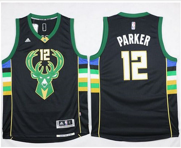 Milwaukee Bucks #12 Jabari Parker Black Alternate Stitched NBA Jersey