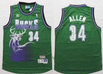 Milwaukee Bucks #34 Ray Allen Green Throwback New Stitched NBA Jersey