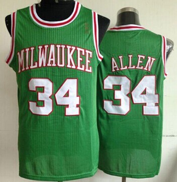 Milwaukee Bucks #34 Ray Allen Green Throwback Stitched NBA Jersey