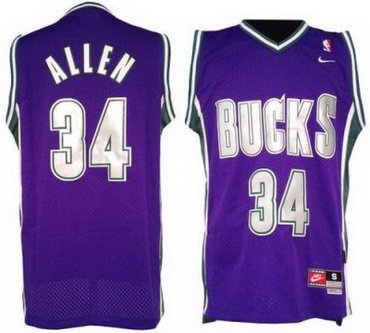 Milwaukee Bucks 34# Ray Allen Purple Soul Swingman NBA Jerseys