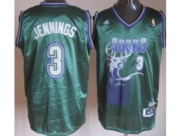 nba milwaukee bucks #3 brandon jennings green(2013 new revolution 30 swingman)