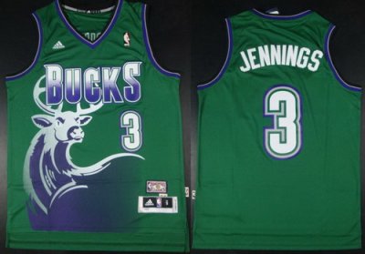 Milwaukee Bucks 3 Brandon Jennings Green Hardwood Classics Revolution 30 Swingman NBA Jerseys