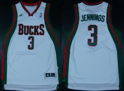 Milwaukee Bucks 3 Brandon Jennings White Revolution 30 Swingman NBA Jerseys