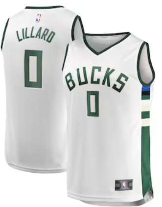 Milwaukee Bucks #0 Damian Lillard White Jersey