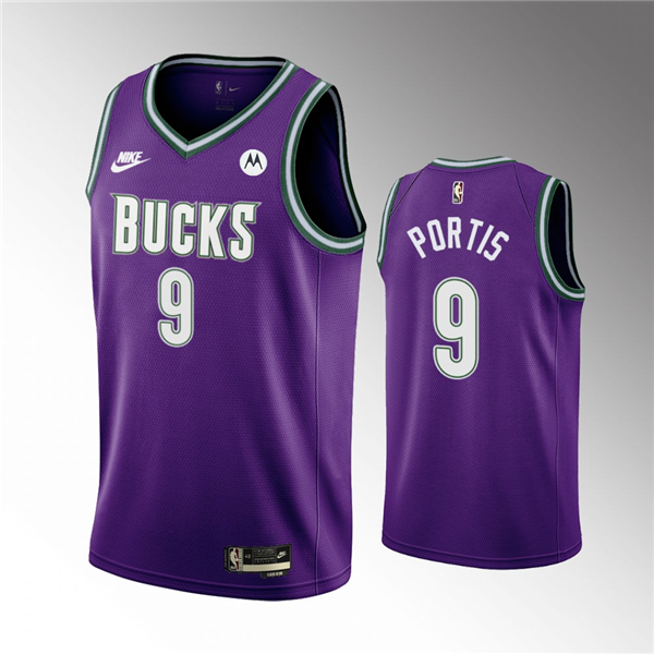 Men's Milwaukee Bucks #9 Bobby Portis 2022 23 Purple Classic Edition Swingman Stitched Basketball Jersey