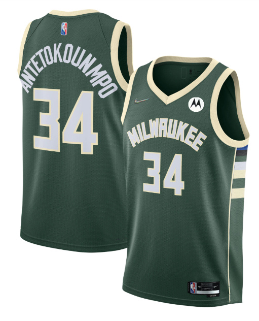 Men's Milwaukee Bucks #34 Giannis Antetokounmpo Green 2021 22 Icon Edition 75th Anniversary Swingman Stitched Jersey