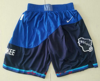 Men's Milwaukee Blue Nike 2021 Swingman Stitched NBA Shorts