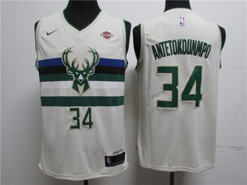 Bucks 34 Giannis Antetokounmpo White City Edition Swingman Jersey