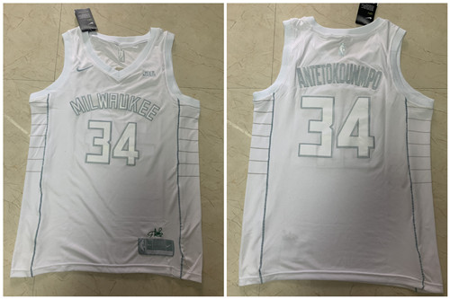 Bucks 34 Giannis Antetokounmpo White Nike Swingman MVP Jersey