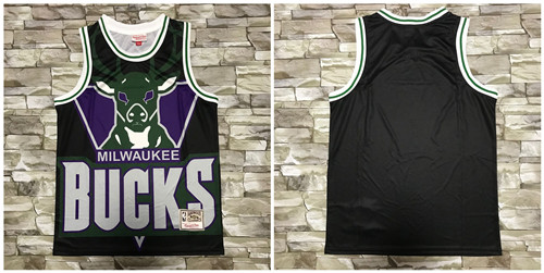 Bucks Big Face Black Hardwood Classics Swingman Jersey